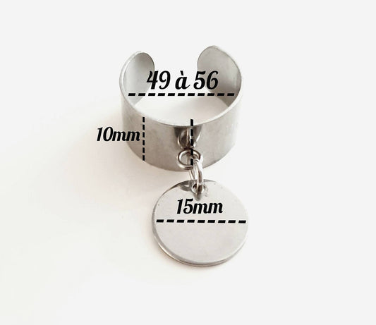 Bague pendentif rond, à personnaliser