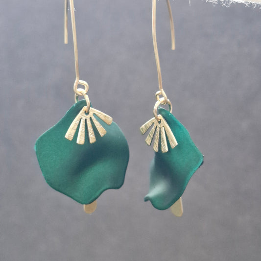 Boucles d'oreilles vertes, Plaqué or