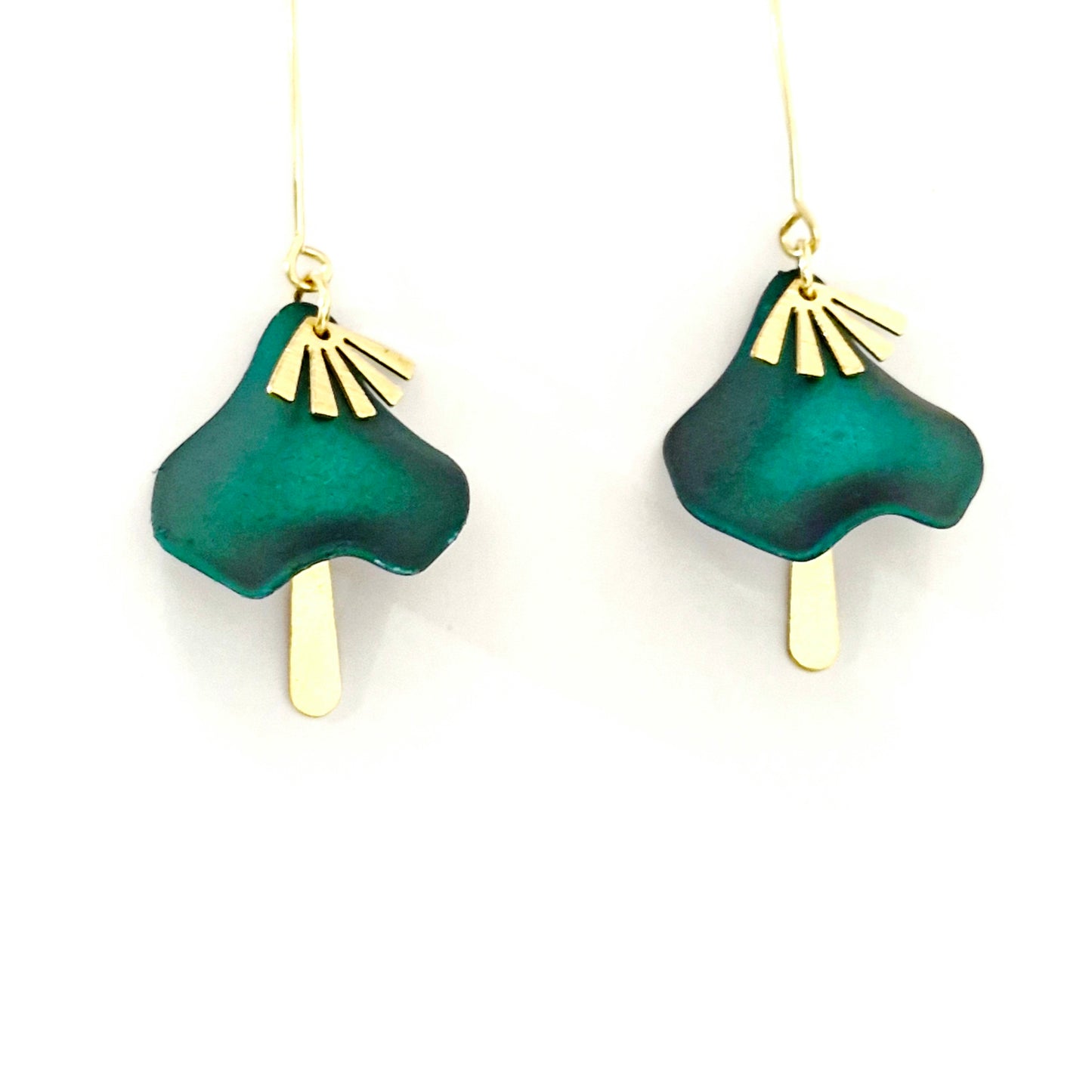 Boucles d'oreilles vertes, Plaqué or