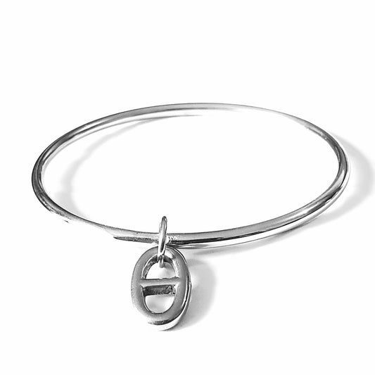 Bracelet jonc femme ancre marine ovale