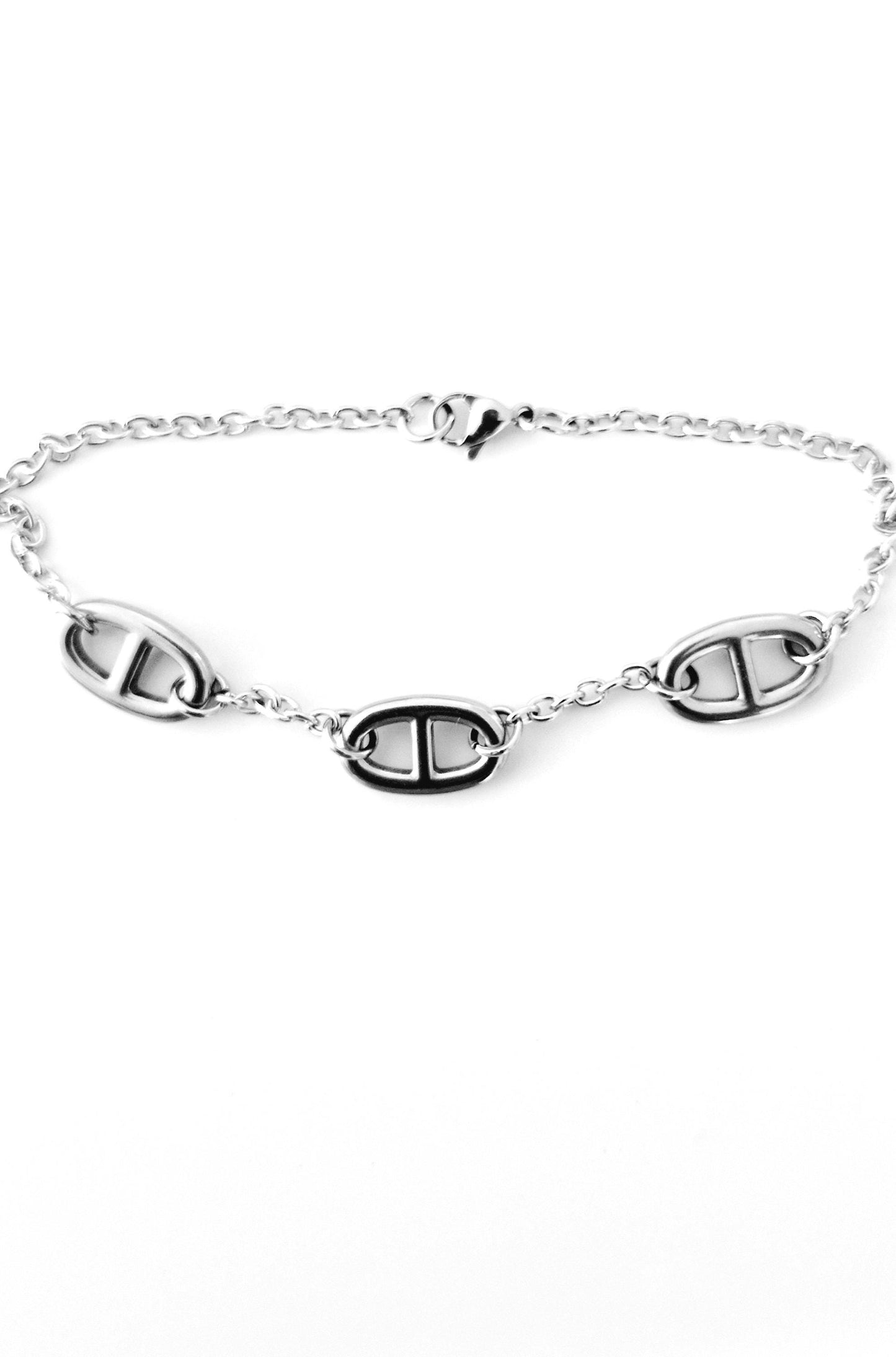 Bracelet Acier 3 pendentifs maille marine
