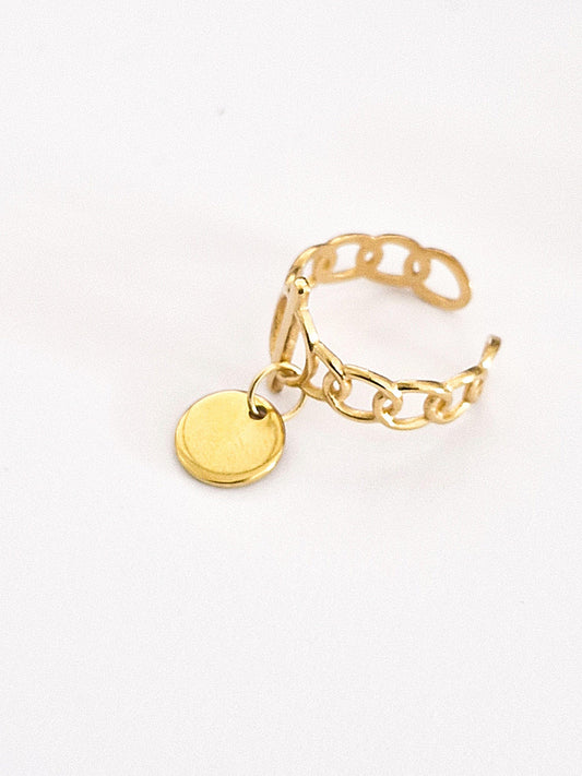 Bague gourmette toggle Acier Inoxydable Or