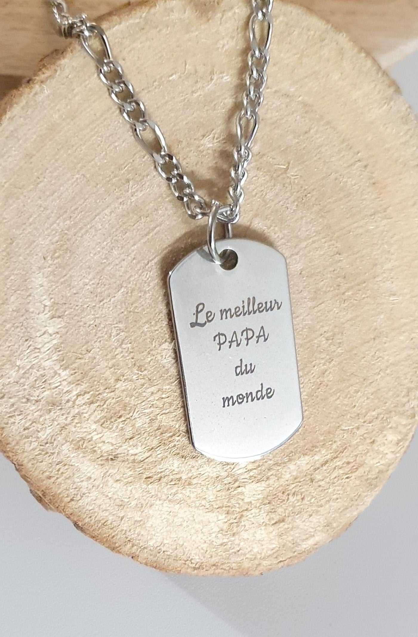 Collier homme personnalisé, message, Acier Inoxydable