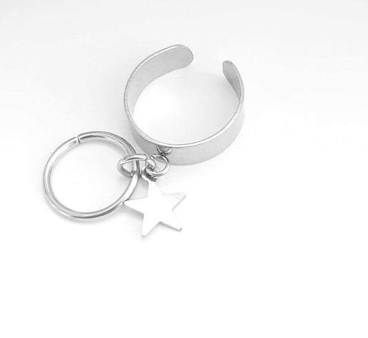Bague pendentif étoile et anneau en Acier Inoxydable