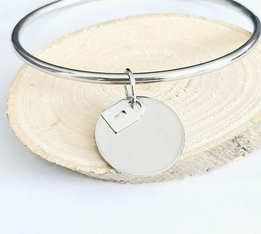 Bracelet jonc pendentif ancre marine Acier Inoxydable