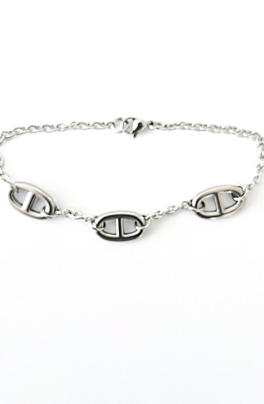 Bracelet Acier 3 pendentifs maille marine