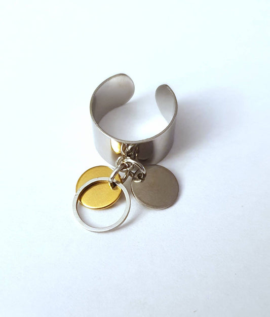 Bague Acier Inoxydable avec 3 pendentifs