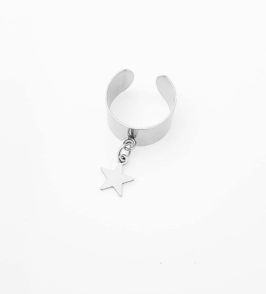 Bague large pampille étoile, Acier
