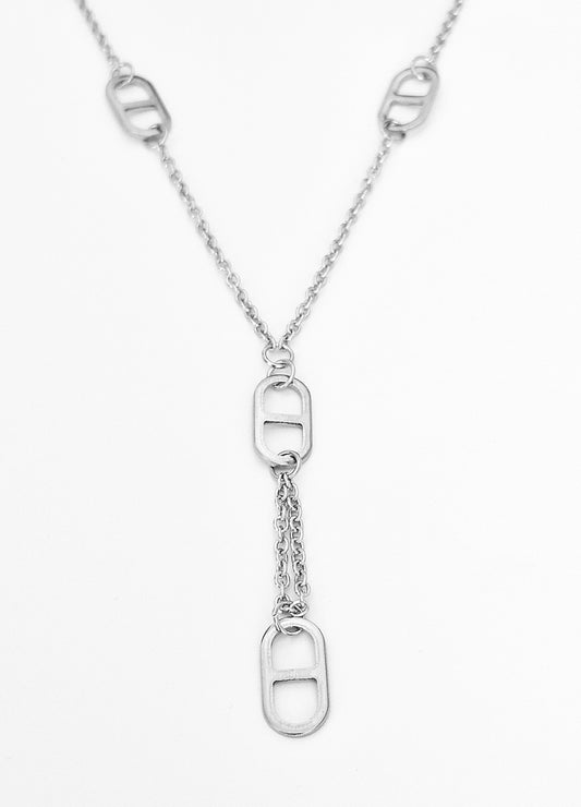 Collier V maille chaine d'ancre marine