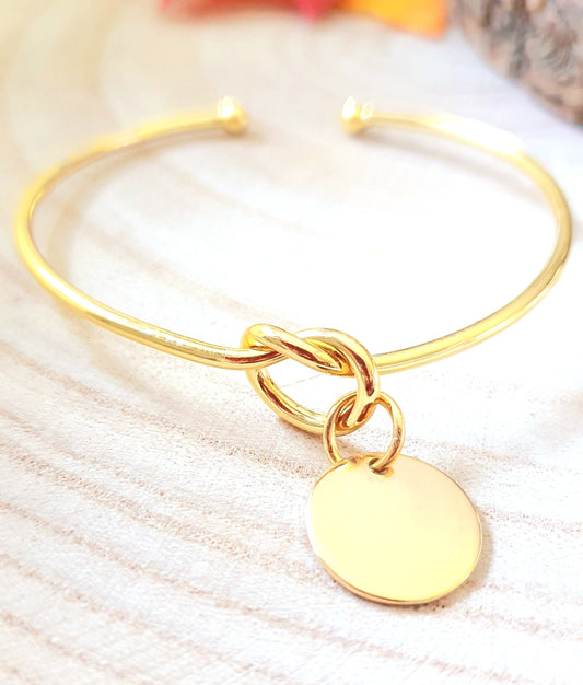 Jonc ouvert Acier Plaqué Or