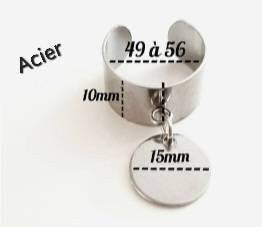Bague Acier pampille ronde