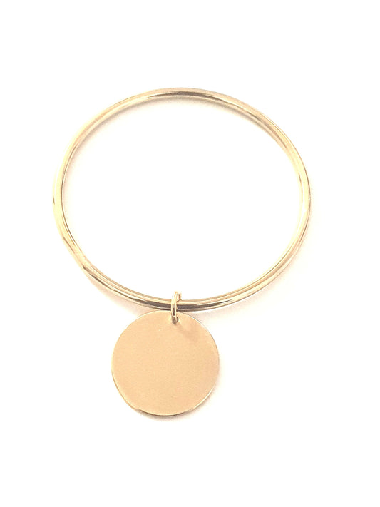 Jonc pendentif rond, or