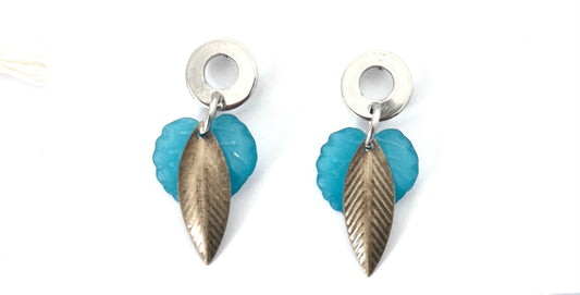 Boucles d'oreilles Acier et feuilles