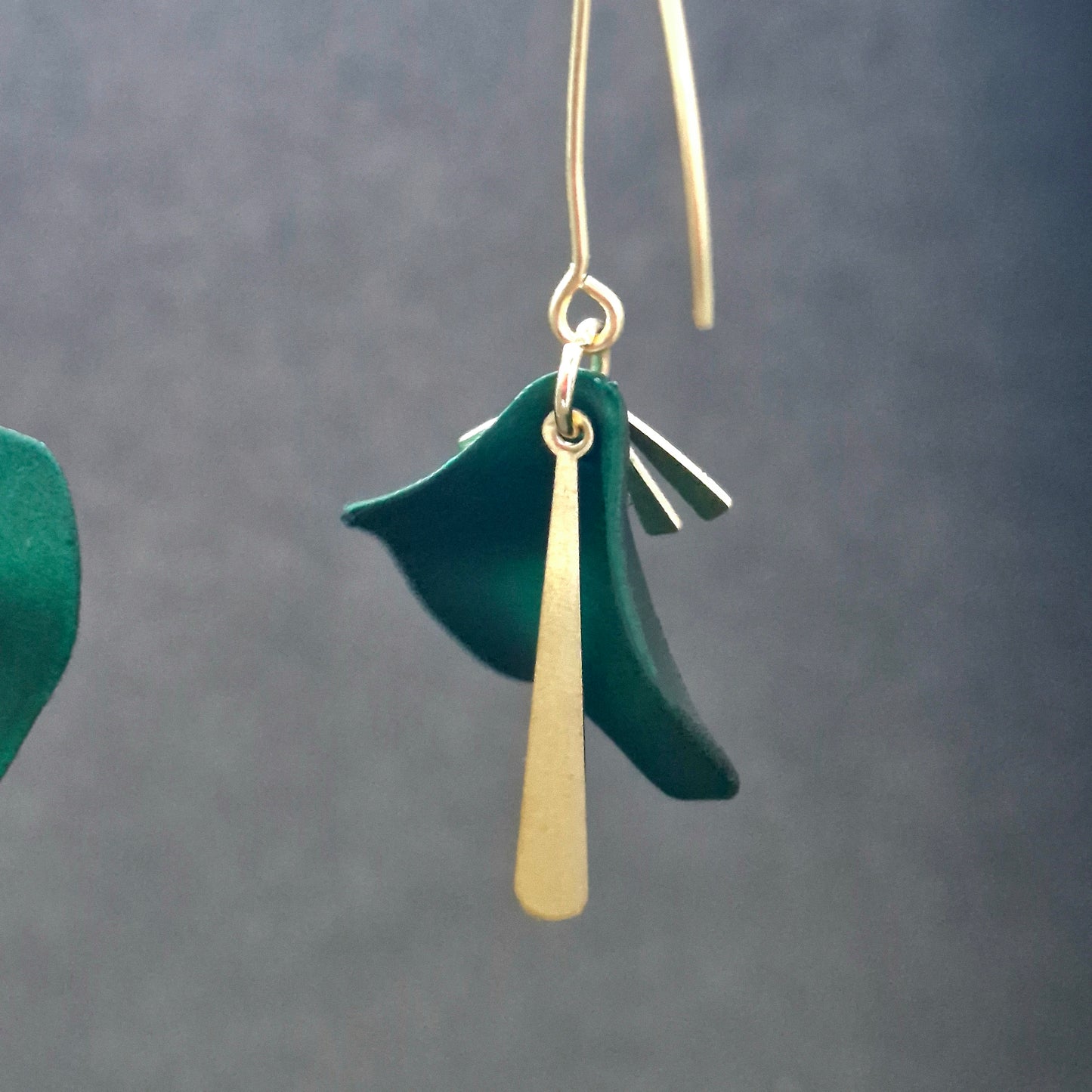 Boucles d'oreilles vertes, Plaqué or