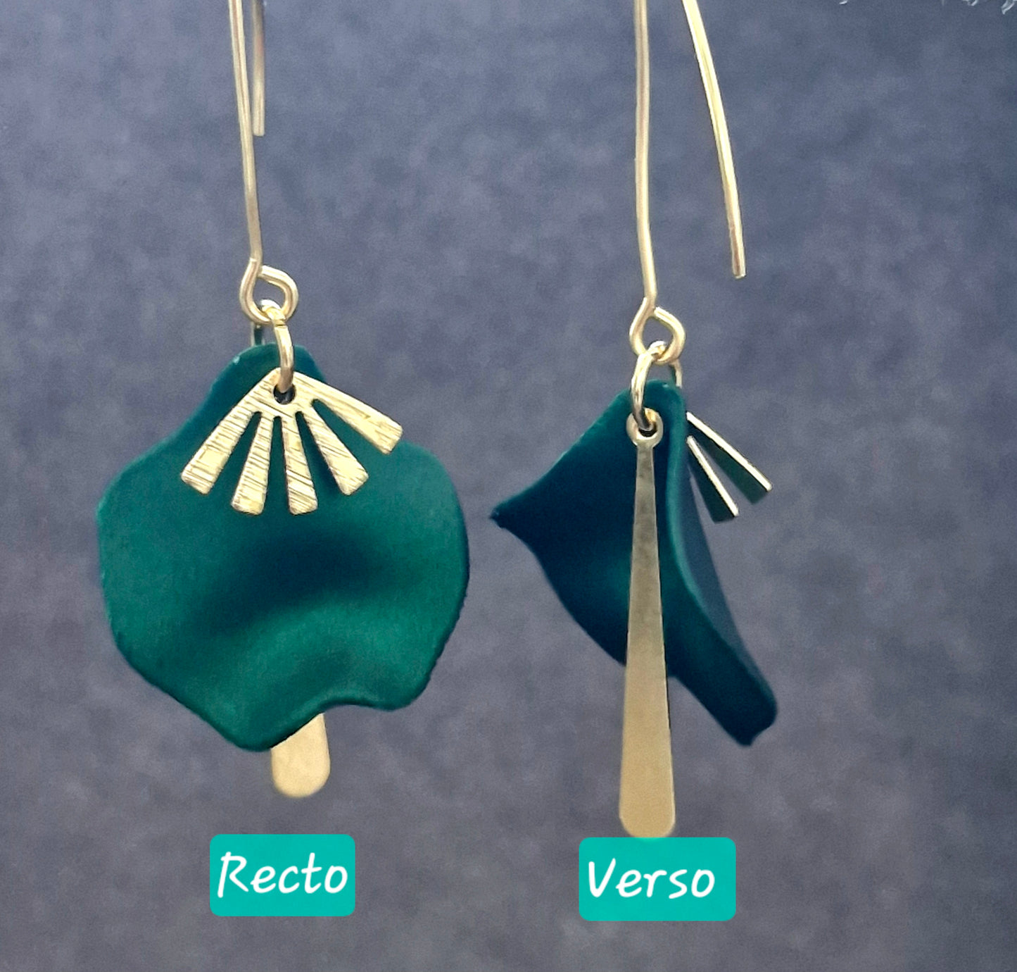 Boucles d'oreilles vertes, Plaqué or