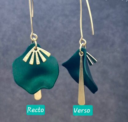 Boucles d'oreilles vertes, Plaqué or