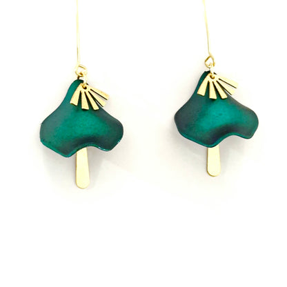 Boucles d'oreilles vertes, Plaqué or