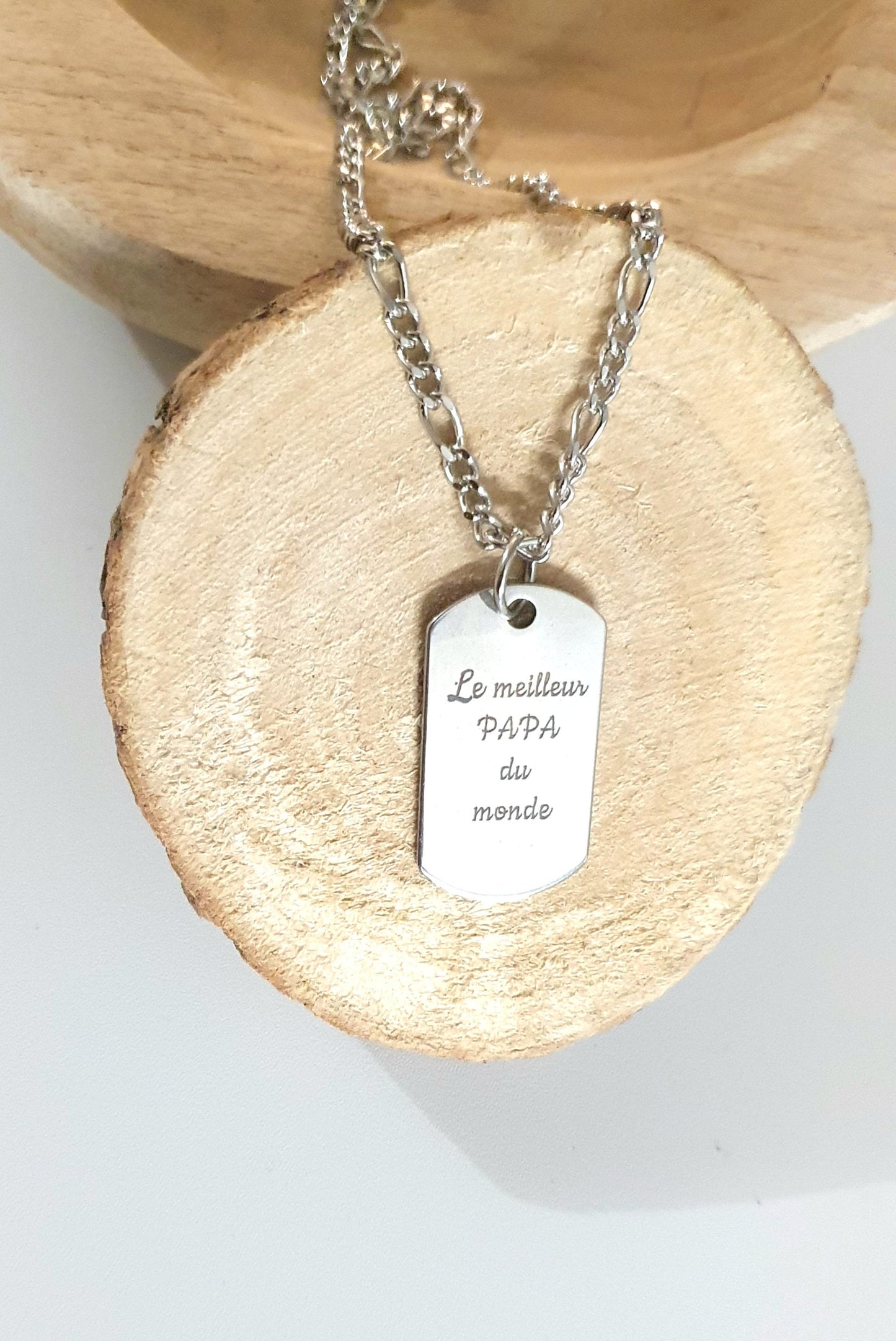 Collier homme personnalisé, message, Acier Inoxydable