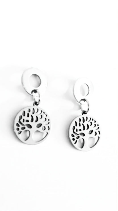 Boucles d'oreilles arbre de vie, Acier