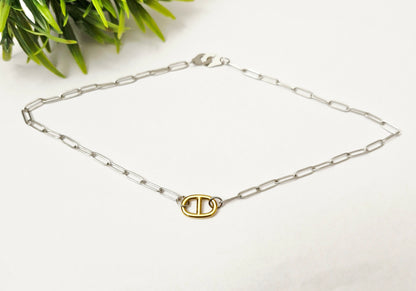 Collier 2 en 1 chaine d'ancre marine et menottes