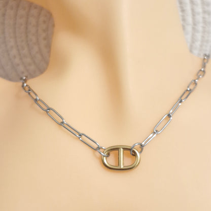 Collier 2 en 1 chaine d'ancre marine et menottes