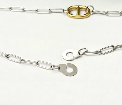 Collier 2 en 1 chaine d'ancre marine et menottes