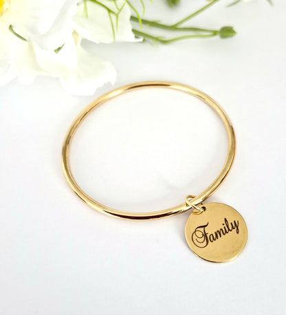 Jonc pendentif rond, or